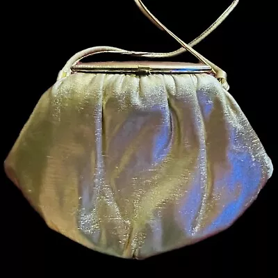 Vintage Ande Shimmering Gold Tone Evening Clutch Purse W/ Strap Metal Closure • $14.86