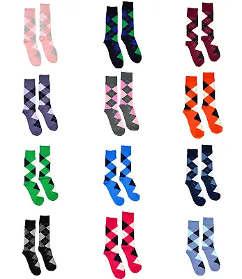 Men's Dress Socks Argyle Diamond Pattern Premium Cotton Wedding Groomsmen Prom • $9.90