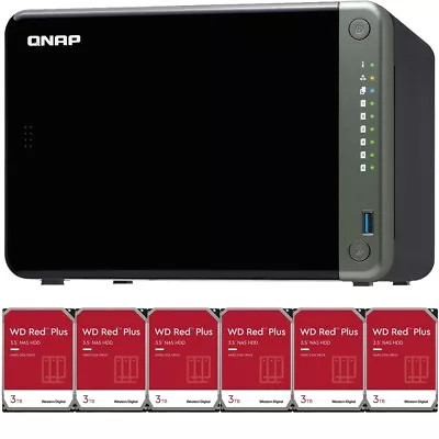 QNAP TS-653D 6-Bay 8GB RAM 18TB (6x3TB) Western Digital NAS Drives • $1549.01