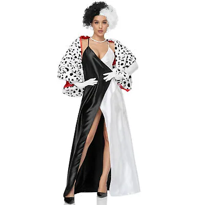 £9.95 • Buy Deluxe Cruella  Evil Madame Kit Ladies Fancy Dress Halloween Villain Costume Set