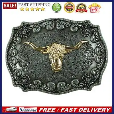 Western Embossed Belt Personality Fashion Cow Head Buckle Gifts For Women Men • £7.37