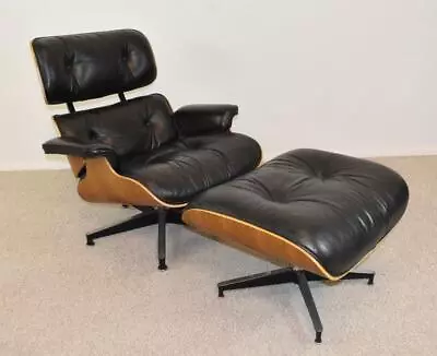 Eames Leather & Walnut Lounge Chair & Ottoman Herman Miller • $7900