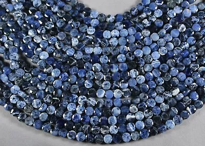 Sparkling Blue Denim Sodalite 6mm Faceted Coin Beads 16  Strand • $22