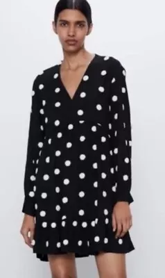 Zara SMALL POKA DOT DRESS BLACK WHITE S M  Tunic Women's NWOT  • $19.99
