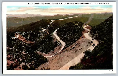 Bakersfield California CA - Serpentine Drive - Ridge Route - Vintage Postcard • $7.64
