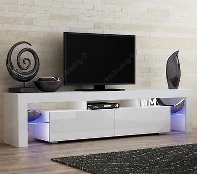 £149.90 • Buy Modern TV Unit 200cm Cabinet White Matt And White High Gloss FREE LED RGB Lights
