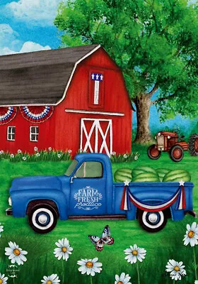 July 4 Usa Barn Tractor Truck Flowers American Mini Window Garden Yard Flag New • $8.97