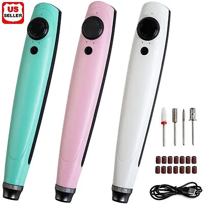 Portable Electric Nail Drill Machine Rechargeable Cordless Manicure Pedicure Set • $14.98