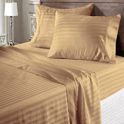 Egyptian Cotton Extra Deep Pocket Marvelous Bedding Taupe Stripes Select Item • $86.44