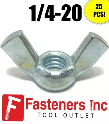 (Qty 25) 1/4 -20 UNC Coarse Thread Wing Nut Zinc Plated Steel Nuts • $10.86