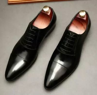 Men Real Leather Dress Wedding Business Work Pointy Toe Formal Shoes Big SZ • £119.99