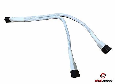 Shakmods 20cm 4 Pin PWM Fan Y Splitter White Sleeved Extension Cable • $4.92