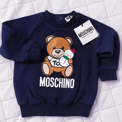 Moschino Baby Boy Jumper Navy Teddy Bear 🧸 67 Cm 6-9 Months BNWT • $46.74