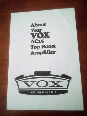 Vox Amplifier UK Owner Manual • $10