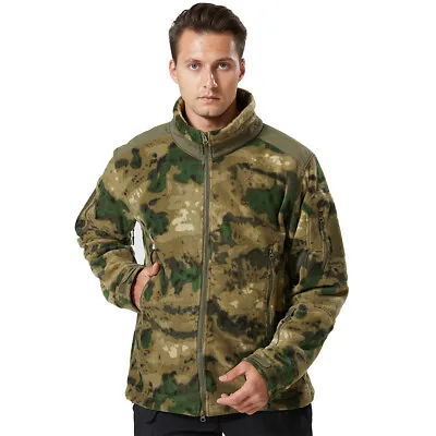 Camo Men's Fleece Jacket Army Tactical Outdoor Warm Military Coat Combat Casual • £35.99