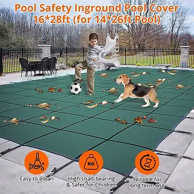 Inground Pool Safety Cover 16 X 28 Ft Ultra-Dense Winter Pool Cover With Anchors • $229.99