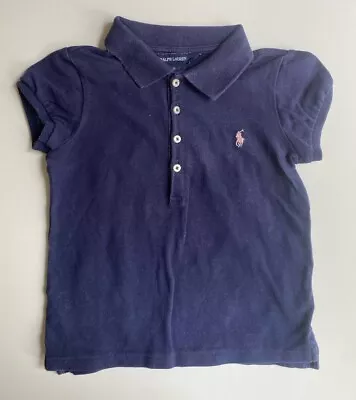 Ralph Lauren Kids Girls Size 5 Navy Blue Short Sleeve Polo Shirt Top VGUC • $13.95