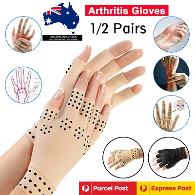 Magnetic Arthritis Compression Gloves Hand Support Fit Joint Pain Relief Wrist • $6.23