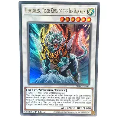 YUGIOH Dewloren Tiger King Of The Ice Barrier SDFC-EN042 Ultra Rare Card MINT • £0.99
