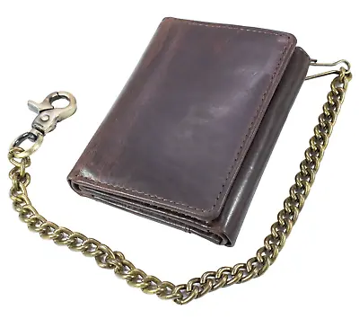 Men's Vintage Hunter Leather Biker Motorcycle Chain Wallet With RFID Blocking • $17.99