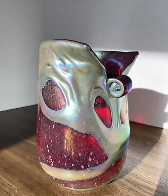 Charles Lotton RARE Selenium Red Silver Lava Vase - 7x5” 2008 Signed Dated • $1400
