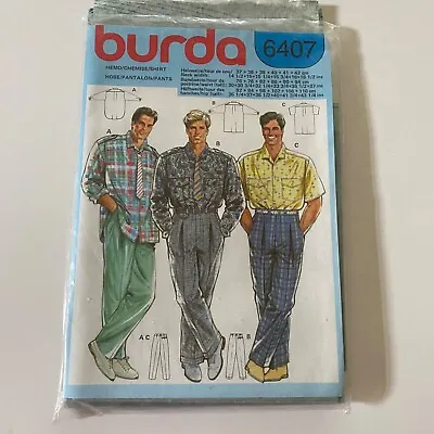 Vintage 1980’s Burda Men Sewing Pattern Pleat Front Trousers Shirts 6407 • £8.99