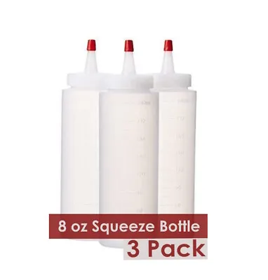 8 Oz Clear Plastic Squeeze Bottles Condiment Dispenser Ketchup Mustard Sauce 3pc • $7.99