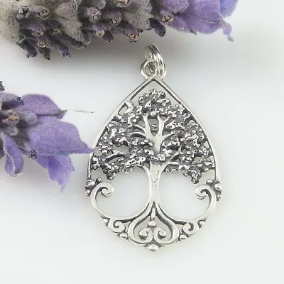 Tree Of Life PENDANT Charm - Sterling Silver 925 - Oxidized Detail - No Chain • $22