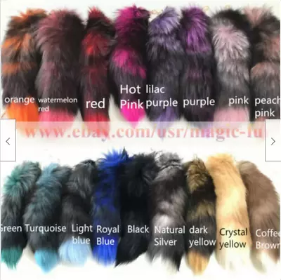 16 -18  Colored Real Fox Tail Keychain Bag Charm Furry Fur Cosplay Toys Pendant • $6.99