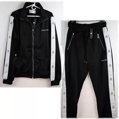 New Leandro Lopes Handmade Black Tracksuit Jacket & Warm Up Pants Measures XL 32 • $44.94