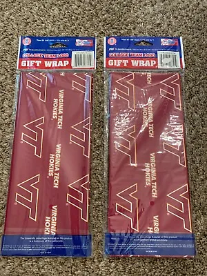 Virginia Tech Hokies Gift Wrap Wrapping Paper 2 Packages VT New • $7.49