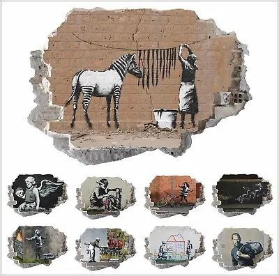 £4.49 • Buy 9 New Banksy Street Art Full Colour Digital Print Stickers Through Broken Wall