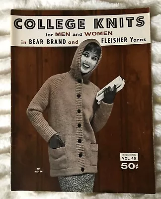 Vintage 1958 Bear Brand Fleisher Yarns College Knits For Men And Women Vol. 40 • $8