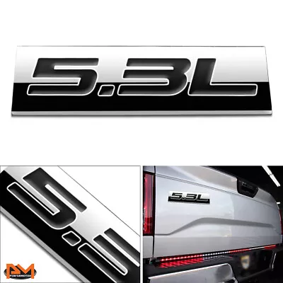  5.3L Polished Metal 3D Decal Black Emblem Exterior Sticker For GMC/Chevrolet • $7.89