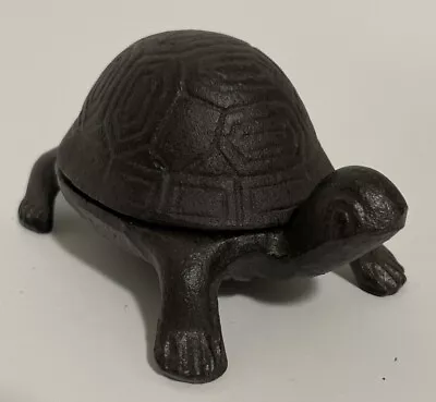 Vintage Cast Iron Turtle Trinket Jewelry Box - Removable Lid Heavy • $20.99