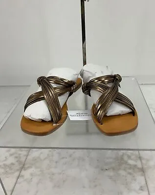 NWT Matisse Anthropologie Mystic Metallic Bronze Leather Slip-On Sandals 9 • $30