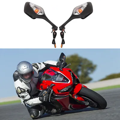 Motorcycle Led Turn Signal Integrated Mirrors For Honda Cbr 600 Rr CBR1000RR • $55.50