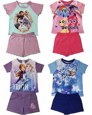 Girls Frozen Or My Little Pony Short Summer Pyjamas Pjs Ages 1.5 To 10 Years • £5.50