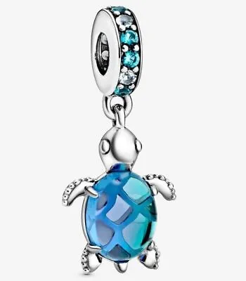 PANDORA Moments Murano Glass Sea Turtle Dangle Charm - 798939C01 • £40