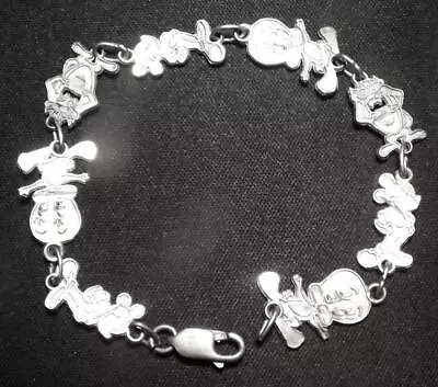 Wonderful Vintage .925 Sterling Mickey Mouse + Taz + Tweety Die Cut 7  Bracelet • $19.99