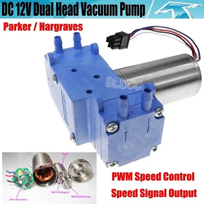 DC12V Dual Head Diaphragm Vacuum Pump Brushless Motor Air Pump PWM Speed Control • $29.99