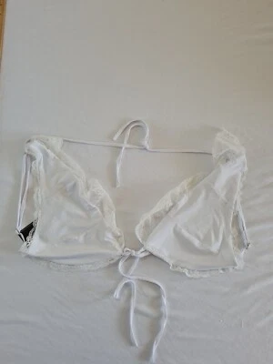 $13.65 • Buy Ladies Bralette Zaful Size L White Tie Lace Trim 14383