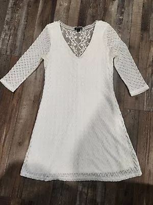 As U Wish Ivory Lace Dress With Sleeves Size Small Bridal Engagement EUC  • $9.99