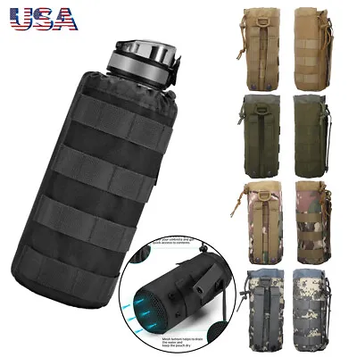 Tactical Molle Water Bottle Bag Military Outdoor Hiking Kettle Pouch Belt Holder • $8.89