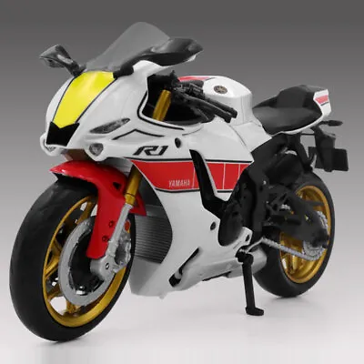 1/12 2022 Yamaha YZF-R1M Motorcycle Model Bike Toy Diecast Kids Toys White • £24.61