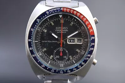 Seiko 6139-6002 Chronograph Pogue.Blue 70mm PROOF TESTED ORIGINAL DIAL  1970s • $996.08