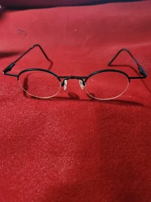 Vintage/Retro (?) Round Eyeglasses. Black Metal Design Frame. Hippie ! Unisex ? • $16.95