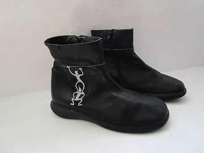 Rare CAMPER  Twins Black Leather Ankle Boots Climbing People UK 6 /39 • £25