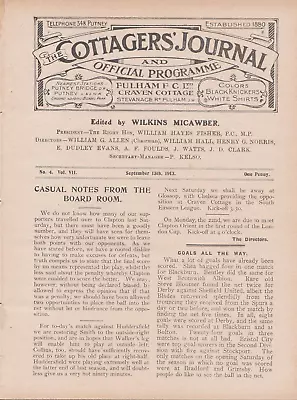 £10.50 • Buy Rare Pre-ww1 Football Programme Fulham V Huddersfield Town 1913