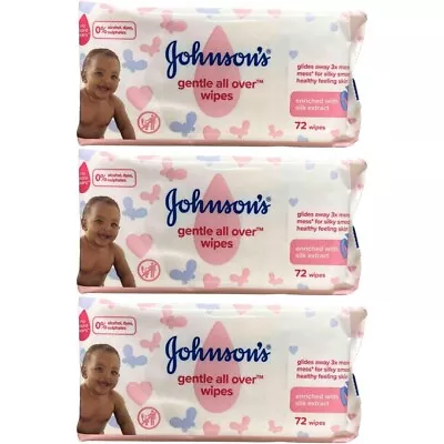 Johnson's Gentle All Over Baby Skincare Wipes - 72 Wipes X 3 • £7.62